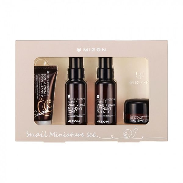 Набор с муцином улитки Mizon Snail Miniature Set (пенка, 30 мл + тонер, 50 мл + эссенция, 50 мл + крем, 15 мл) 1446279962 фото